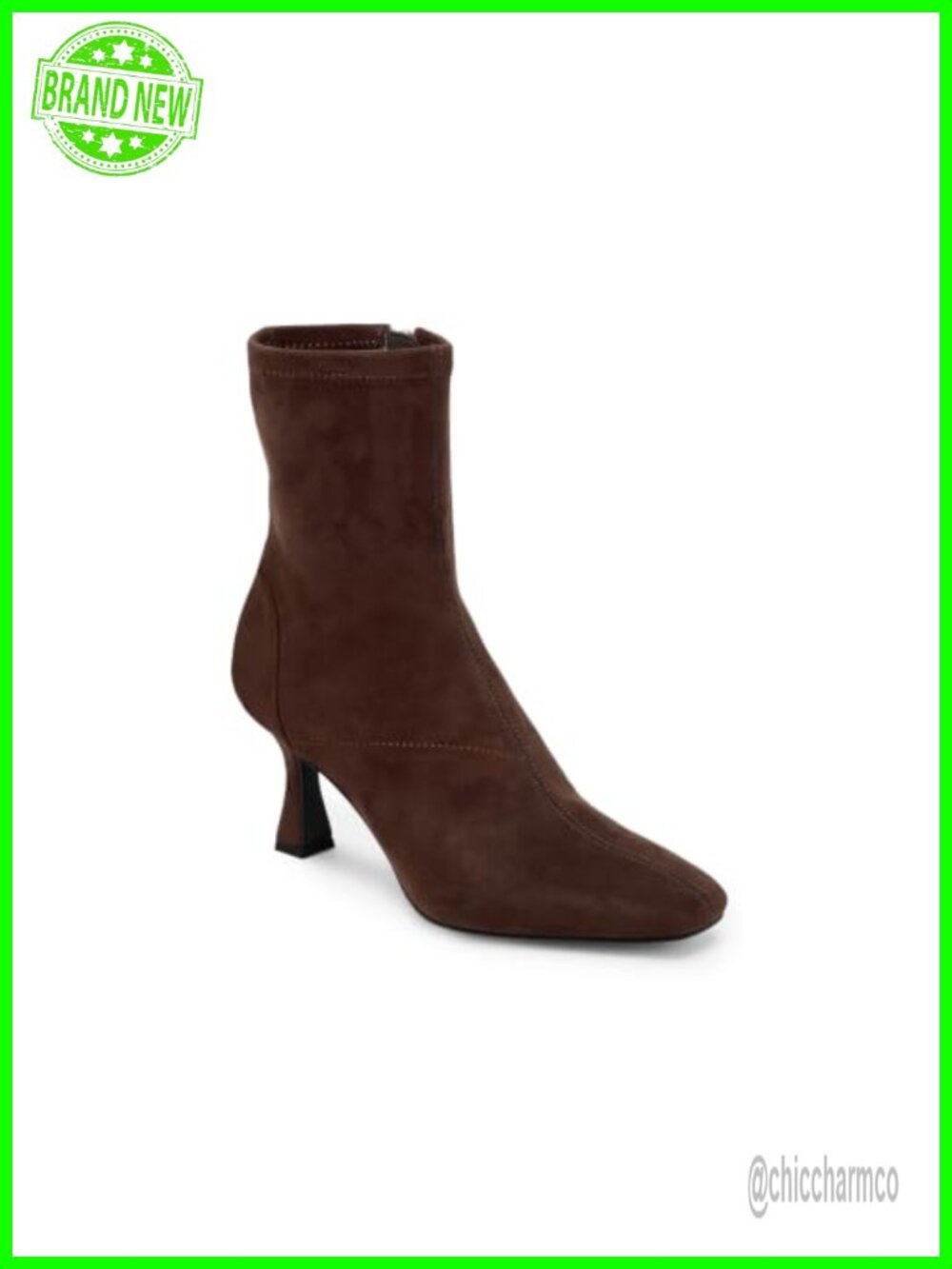 Kitten Heel Ankle Boots Square Toe Side Zip Faux Leather Booties